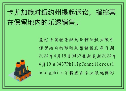 卡尤加族对纽约州提起诉讼，指控其在保留地内的乐透销售。